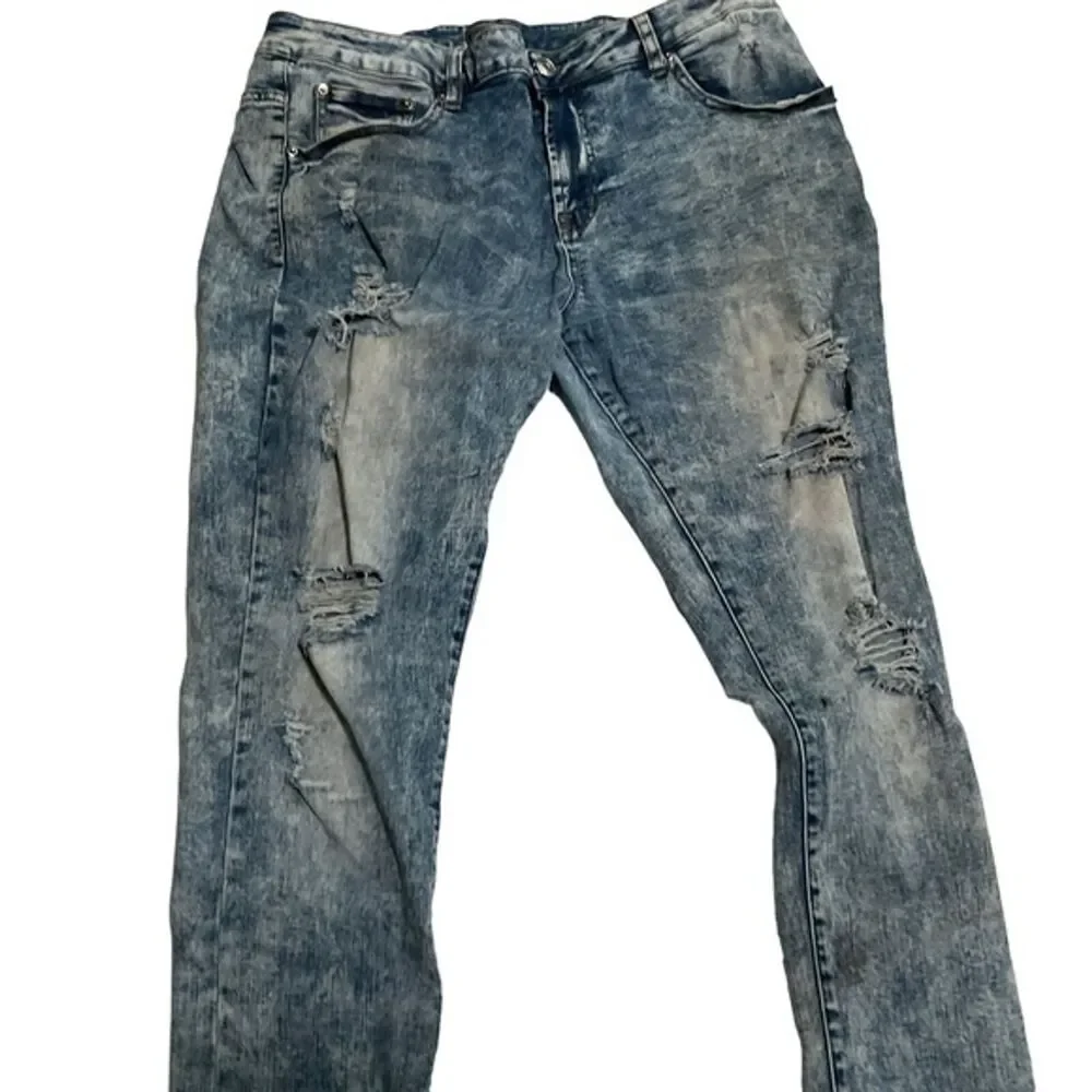 CJ BLACK  Skinny Flex Jeans Distressed  Mens Denim Blue  38 X 30  (Tag 38x32)